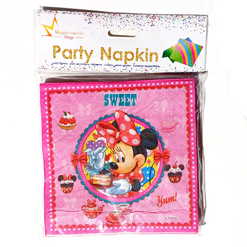 Minnie Mouse Theme Paper Napkins - Pack - Party Wholesale Hub