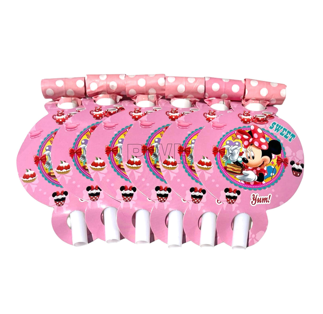 Minnie Mouse theme party blowouts set of 6 for kids birthday party favors and celebration accessories.