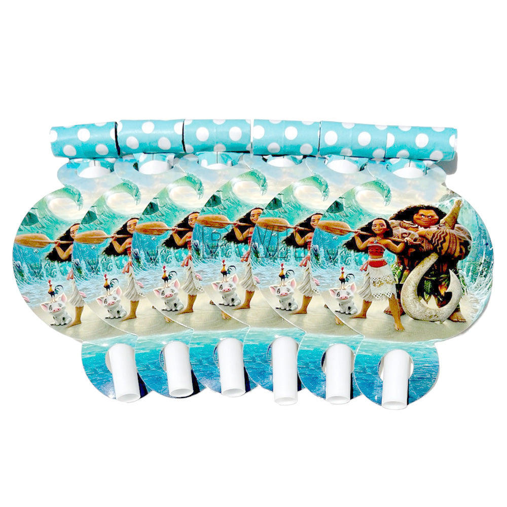 Moana theme party blowouts set of 6 for kids birthday party favors and celebration accessories.