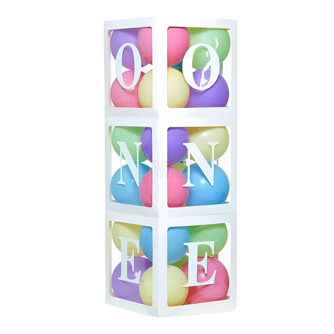 ONE balloon boxes decoration set for first birthday party backdrop, cake smash photoshoot, baby celebration, and wholesale party decorations.
