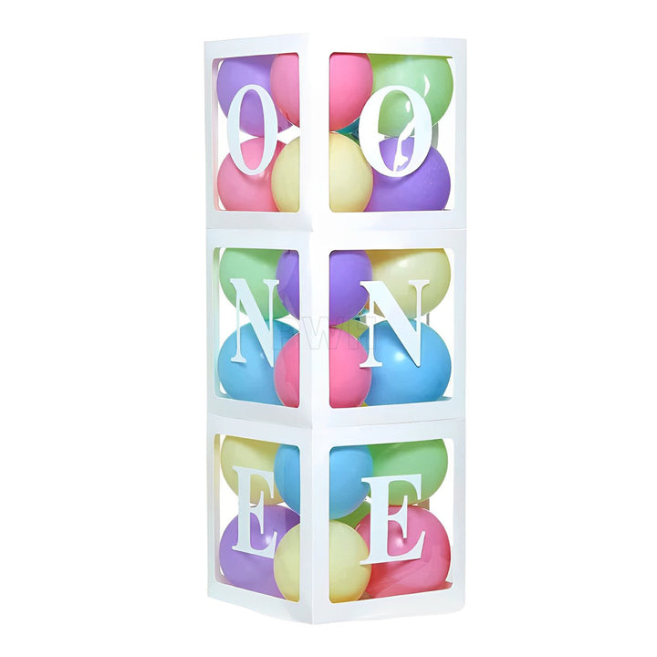 ONE balloon boxes decoration set for first birthday party backdrop, cake smash photoshoot, baby celebration, and wholesale party decorations.