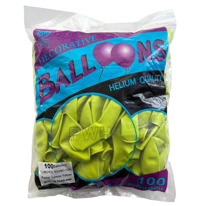12" Macaron Latex Pastel Balloons [100 pcs pack] - Lemon Yellow