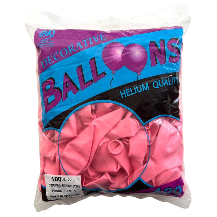 12" Macaron Latex Pastel Balloons - Pack - Light Pink - Party Wholesale Hub