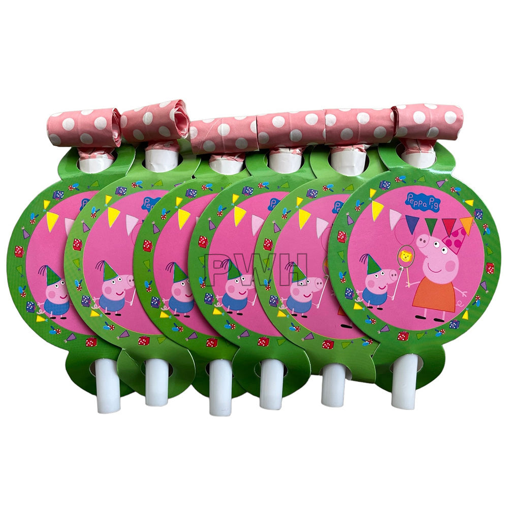 Peppa Pig theme party blowouts set of 6 for kids birthday party favors and celebration accessories.