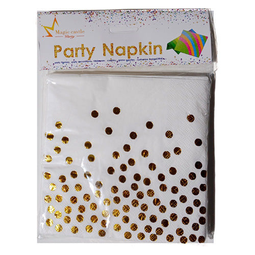 Polka Theme Golden Paper Napkins - Pack - Party Wholesale Hub