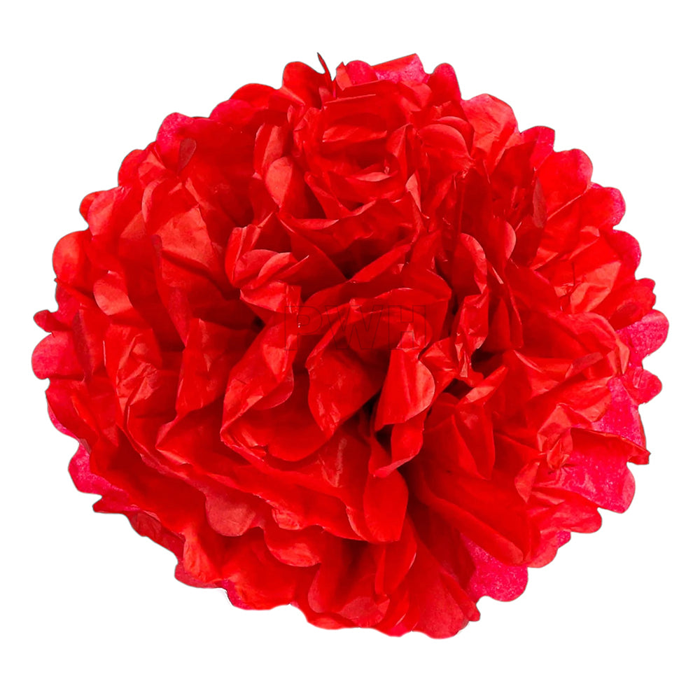 12 inch pom pom flower ball available in 10 colors for wedding, birthday, baby shower, and hanging party decoration available wholesale from Party Wholesale Hub