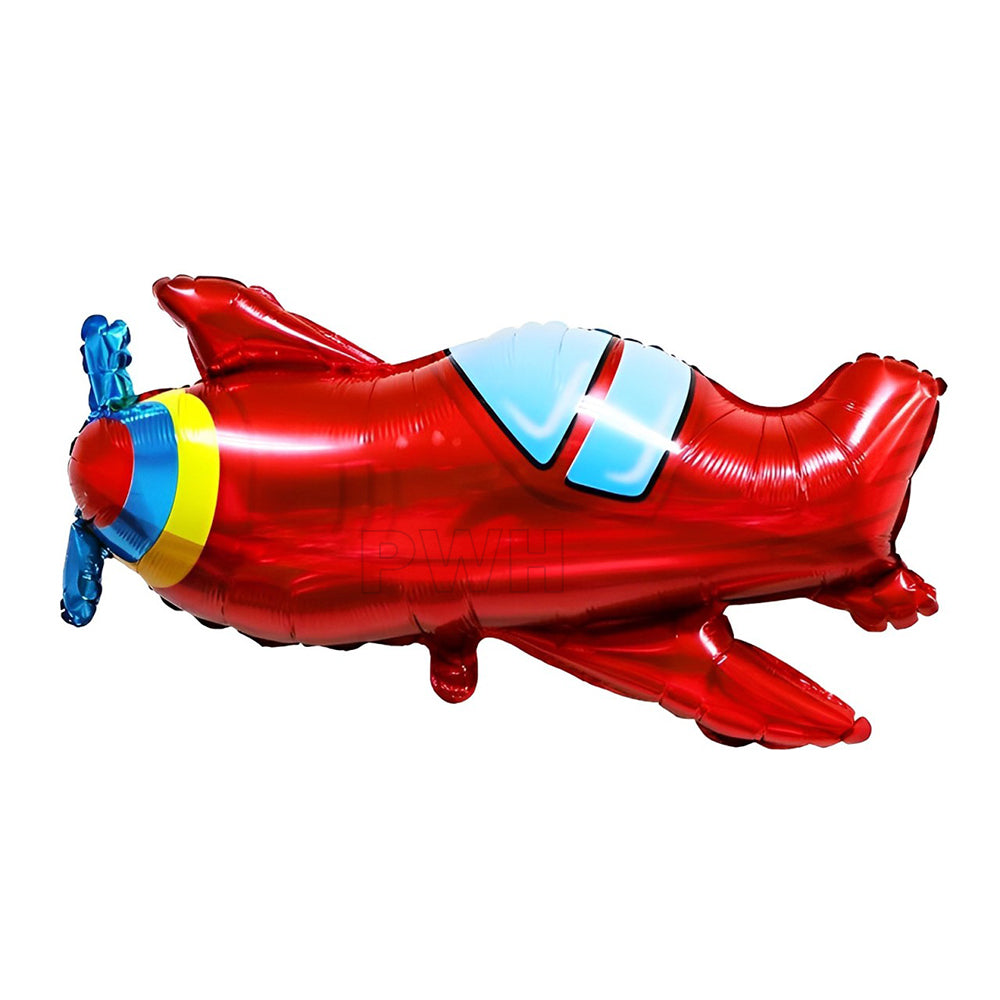 18 inch airplane shaped Mylar aluminium foil balloon for aviation theme birthday party, travel celebration, kids event decoration, and party décor from Party Wholesale Hub.
