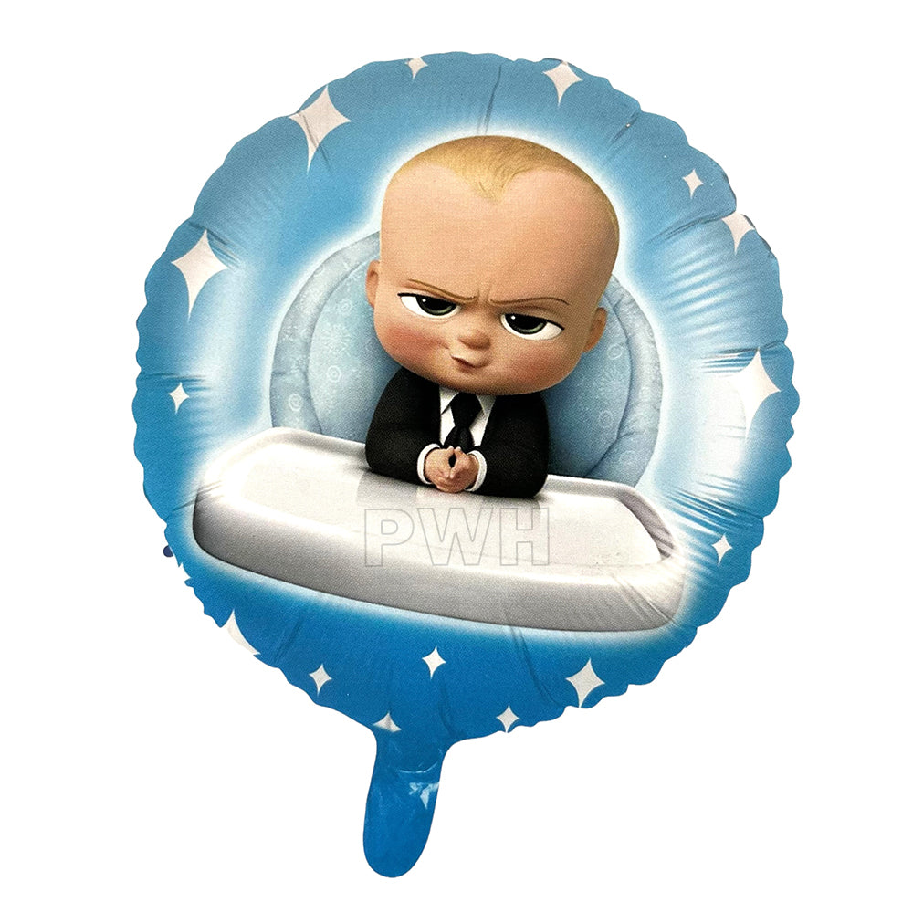 18 inch Baby Boss character theme Mylar aluminium foil balloon for kids birthday party, Baby Boss themed celebration, balloon decoration, and event décor from Party Wholesale Hub.