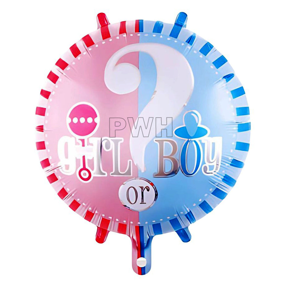 18 inch Boy or Girl Mylar foil balloon for gender reveal party, baby shower decoration, and welcome baby celebration from Party Wholesale Hub.