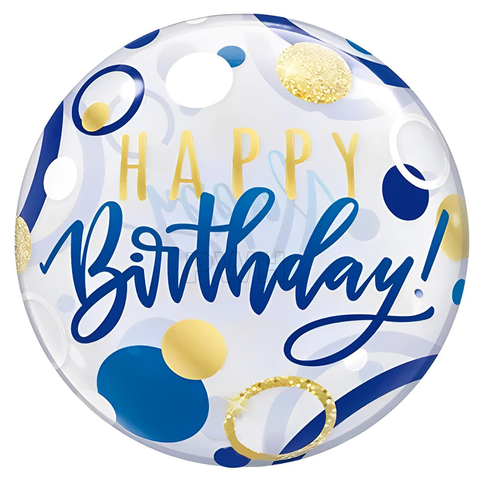 18 Inch Happy Birthday Polka Print Round Mylar Foil Balloon in Blue and Pink for birthday party decoration wholesale