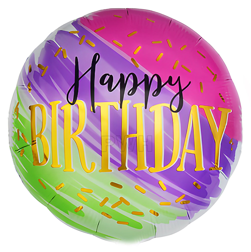 18 Inch Happy Birthday Rainbow Gradient Round Foil Balloon for colorful birthday party decoration wholesale
