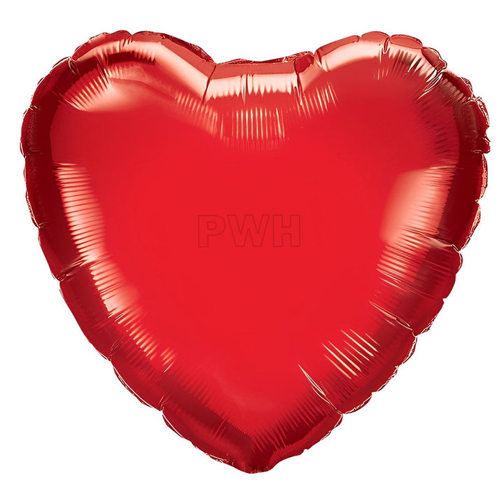 18 inch heart-shaped Mylar aluminium foil balloon in assorted metallic colors for weddings, anniversaries, Valentine's Day, balloon bouquets, and party decoration from Party Wholesale Hub.