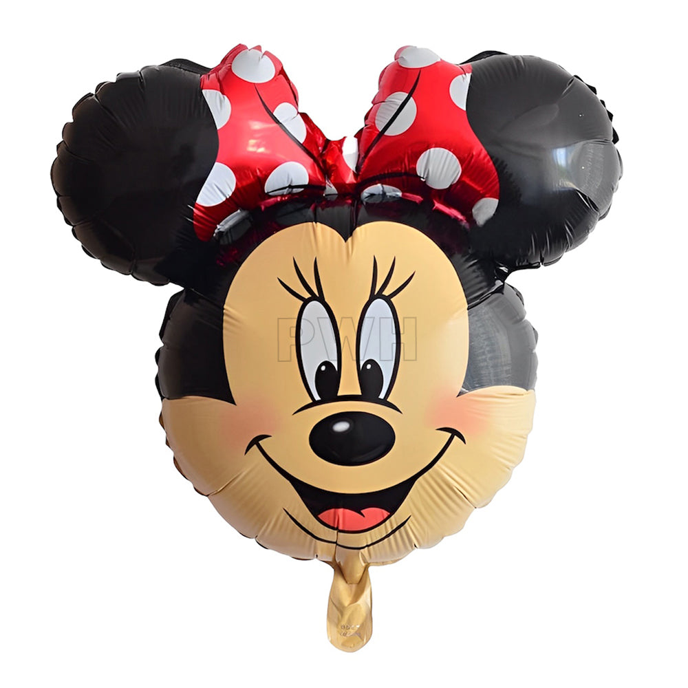 18 inch Minnie Mouse character Mylar foil balloon for Disney theme girls birthday party, baby shower, cartoon celebration, and party decoration from Party Wholesale Hub.