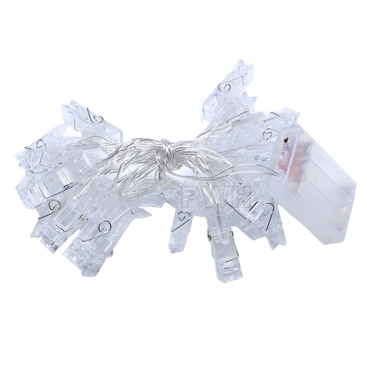 20 PCS photo clips battery operated warm LED string light for photo display, birthday decoration, wedding décor, and home decoration from Party Wholesale Hub.