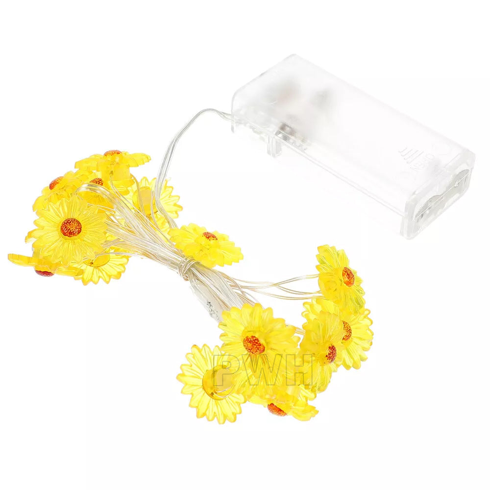 20 PCS sunflower battery operated warm LED lights string for birthday, wedding, home décor, baby shower, and event decoration from Party Wholesale Hub.