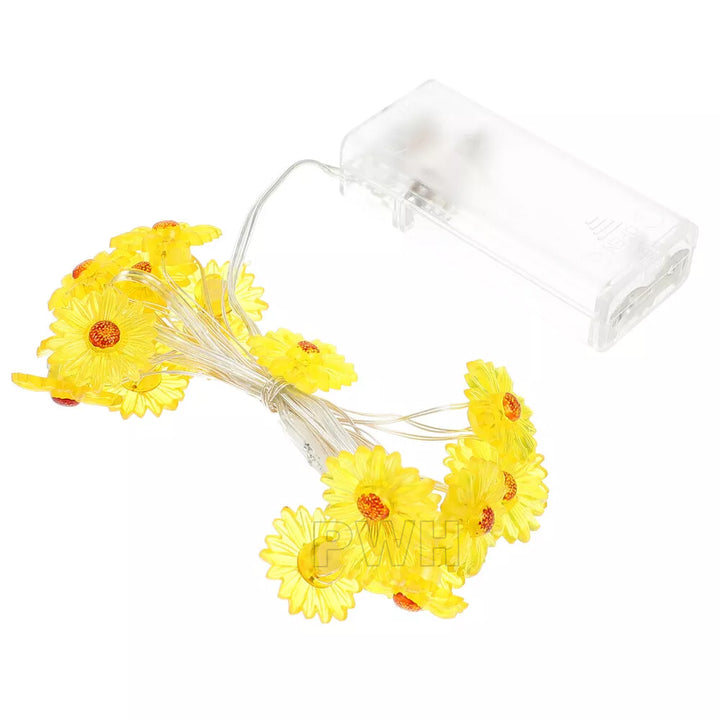 20 PCS sunflower battery operated warm LED lights string for birthday, wedding, home décor, baby shower, and event decoration from Party Wholesale Hub.