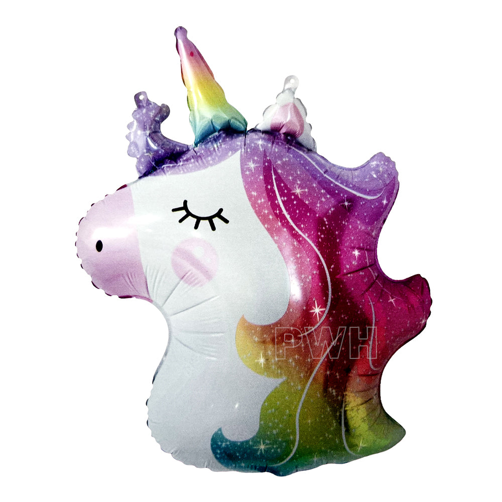 24 inch unicorn giraffe face Mylar foil balloon for unicorn theme birthday, jungle safari party, baby shower, and kids celebration decoration from Party Wholesale Hub.