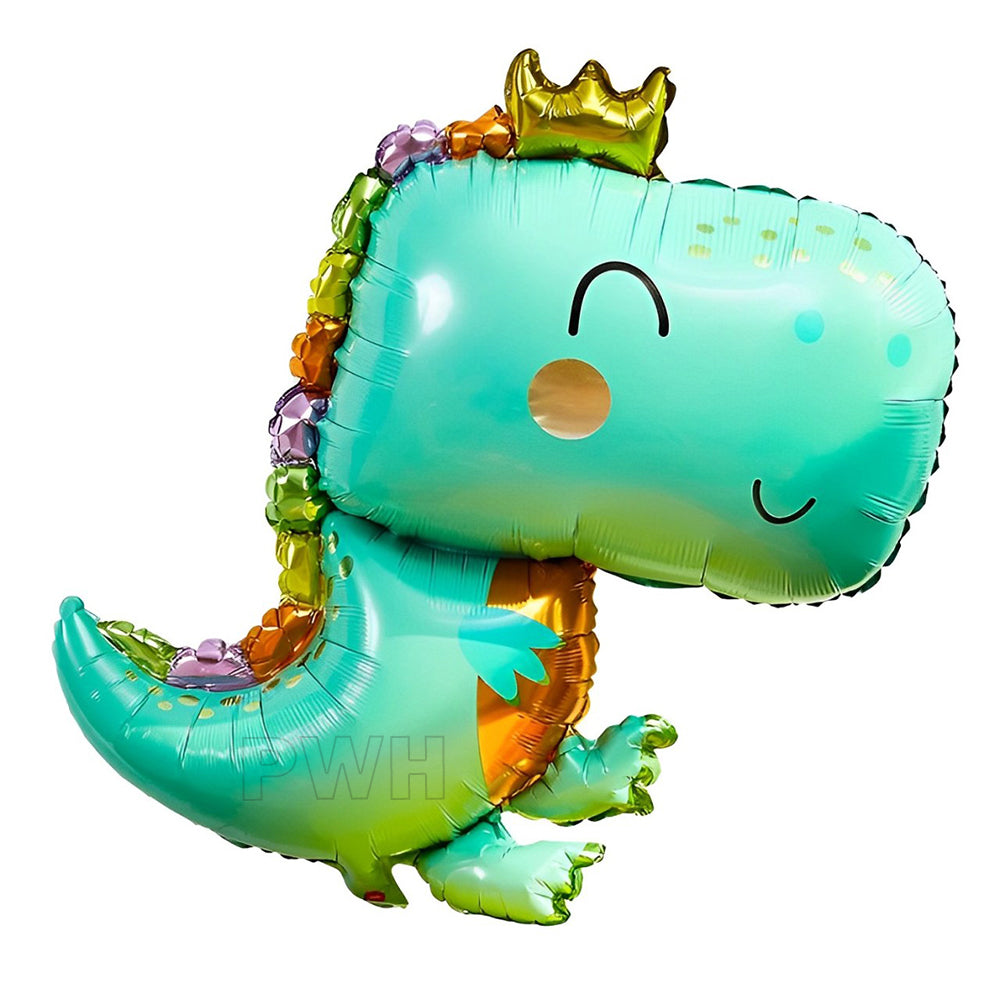 26 inch little dino green foil balloon for dinosaur theme birthday, jungle party, baby shower, and kids celebration decoration from Party Wholesale Hub.