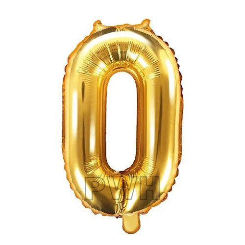 40 inches golden foil number balloons 0 to 9 with metallic glossy finish for birthday, anniversary, wedding, and party decoration from Party Wholesale Hub.