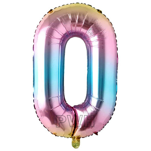 40 inches rainbow colors foil number balloons 0 to 9 with metallic glossy finish for birthday, anniversary, milestone celebration, and party decoration from Party Wholesale Hub.