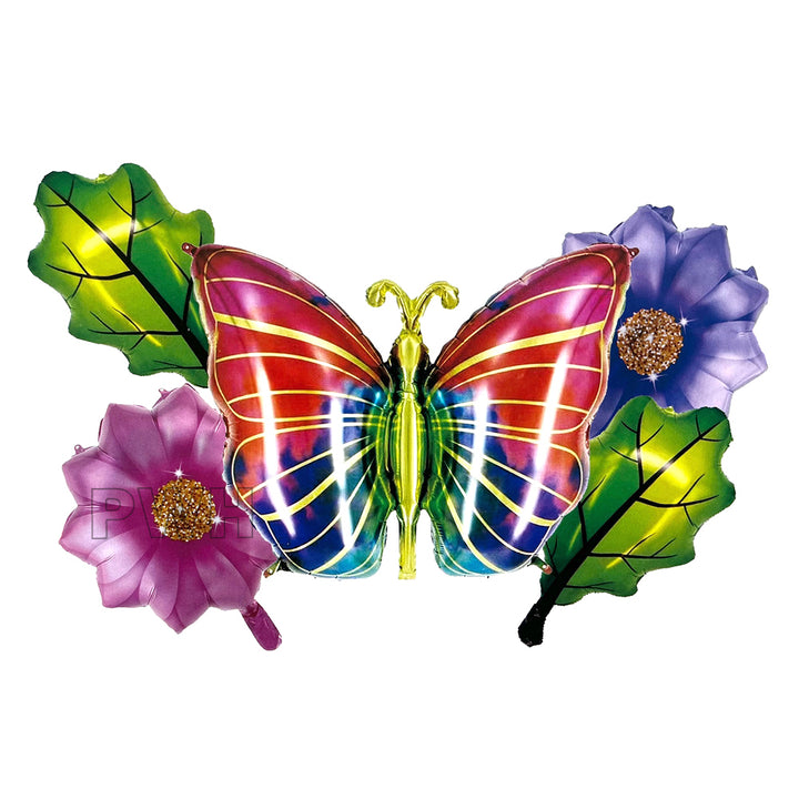5-in-1 Butterfly Flowers Mylar foil balloon set for butterfly birthday party decoration wholesale supplier in India