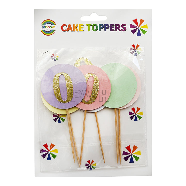 6Pc birthday number cake topper set 0 to 9 in assorted colors for personalized birthday cake decoration available wholesale from Party Wholesale Hub