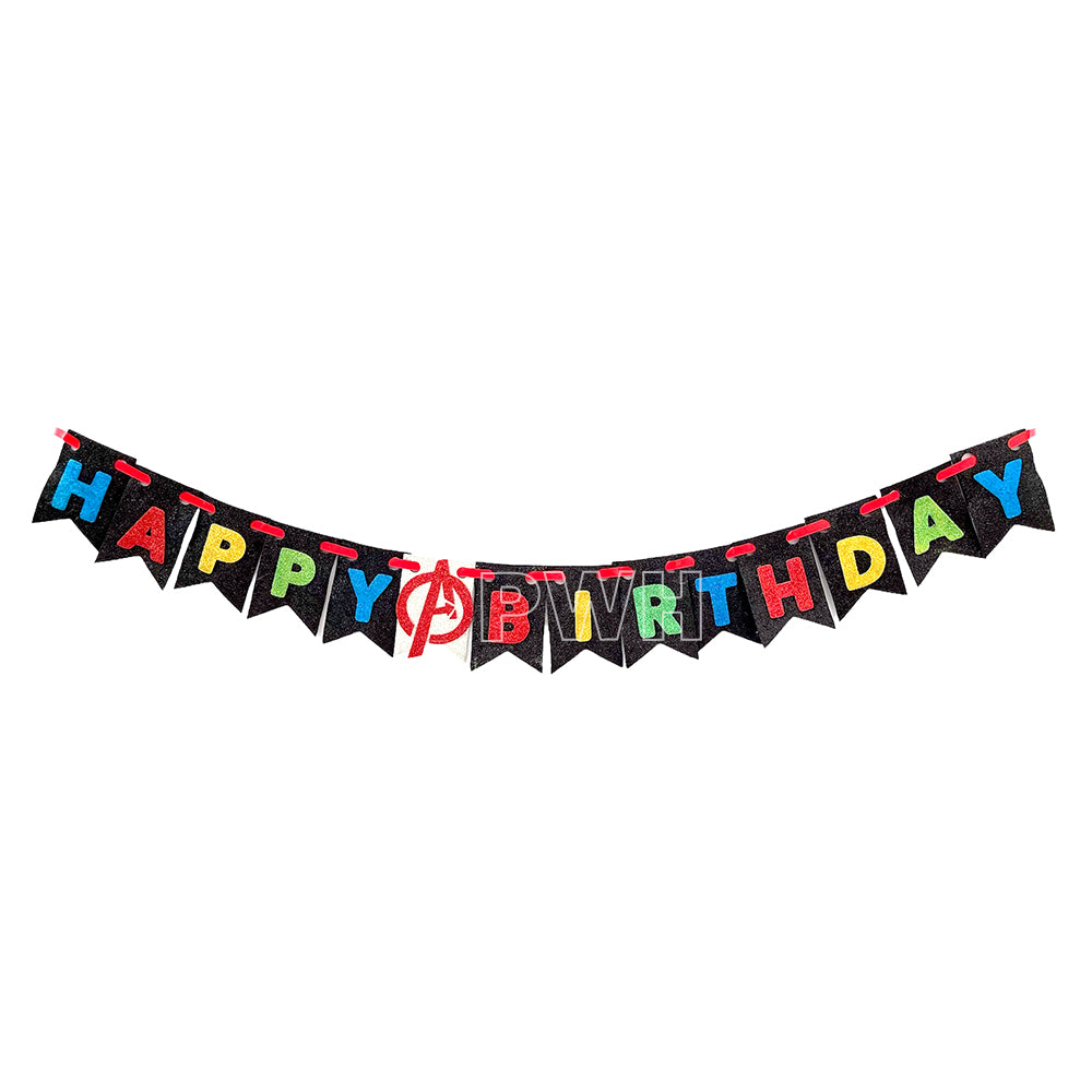 Avengers EVA Happy Birthday Banner made from premium EVA foam for superhero kids birthday party wall decoration from Party Wholesale Hub.