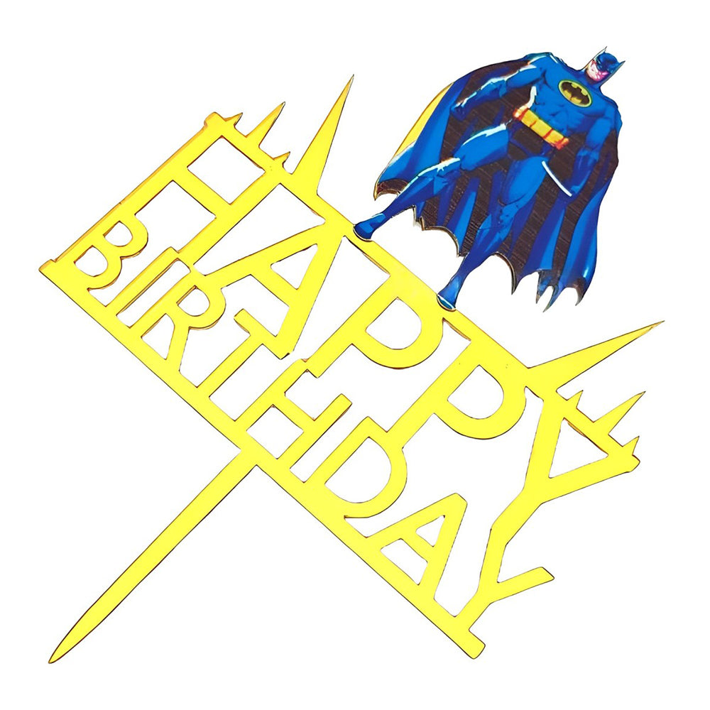 Batman superhero theme acrylic birthday cake topper for kids superhero party cake decoration available wholesale from Party Wholesale Hub