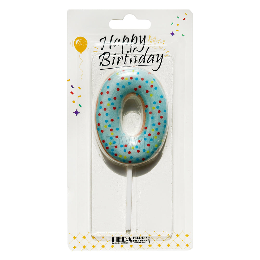 Blue Donut Shape Number Birthday Cake Candle available in digits 0–9 for wholesale birthday party supplies from Party Wholesale Hub