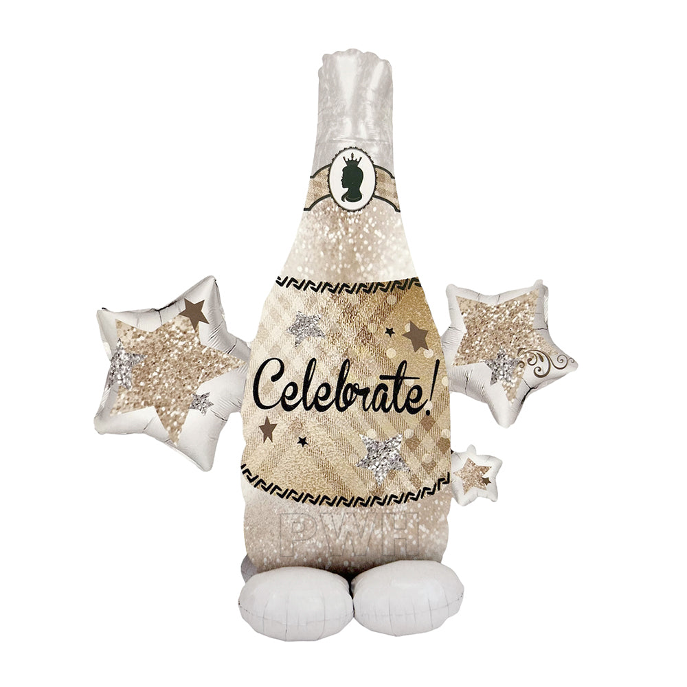 Bottle 3-in-1 cluster centerpiece aluminium foil balloon for birthday parties, anniversaries, bachelor parties, cocktail celebrations, and premium table decoration from Party Wholesale Hub.