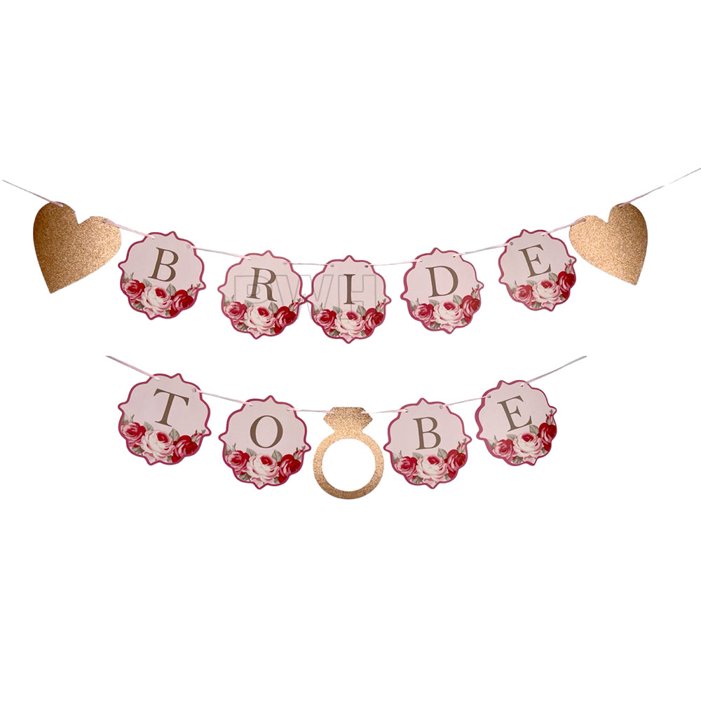 Bride To Be Ring decorative paper wall banner for bridal shower, engagement party, bachelorette celebration, photo booth backdrop, and dessert table decoration available in bulk from Party Wholesale Hub.