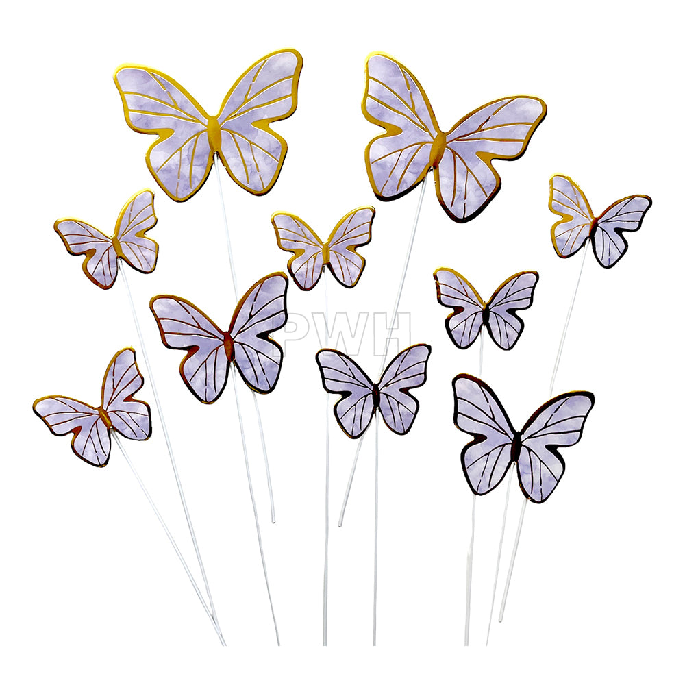 Butterflies cake topper set in pink and blue for elegant birthday, baby shower and wedding cake decoration available wholesale from Party Wholesale Hub