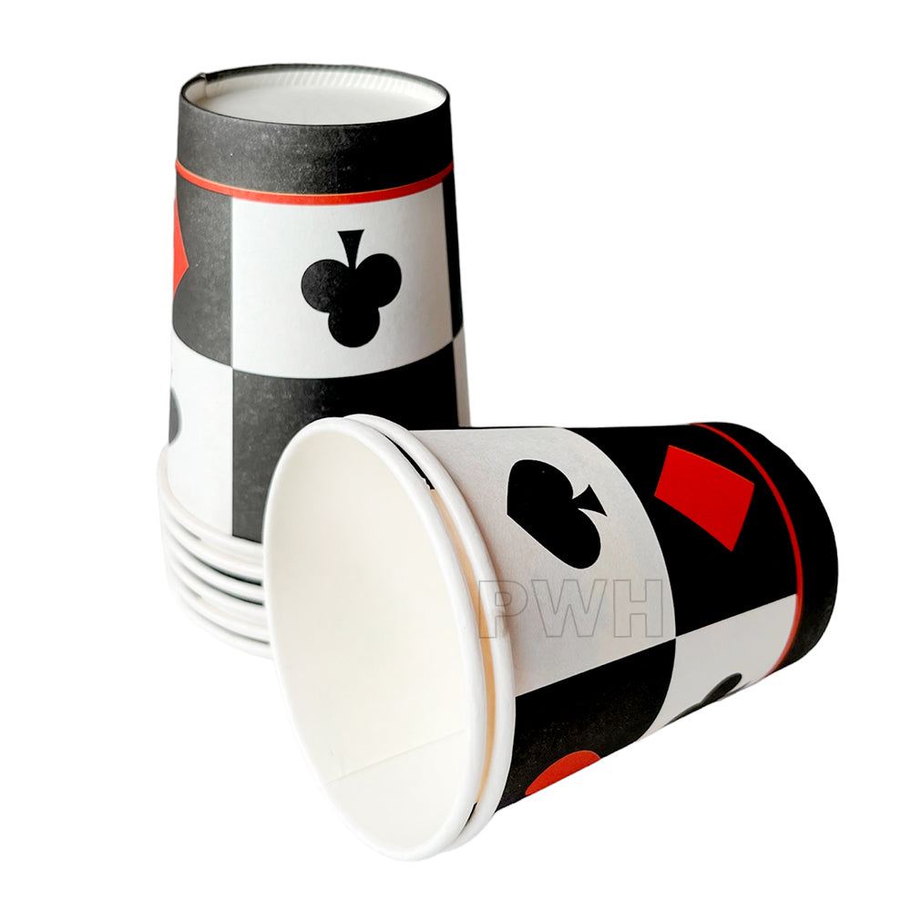 Premium Casino Poker Theme Disposable Paper Cups Pack of 8 for Casino Night and Poker Party Tableware from Party Wholesale Hub