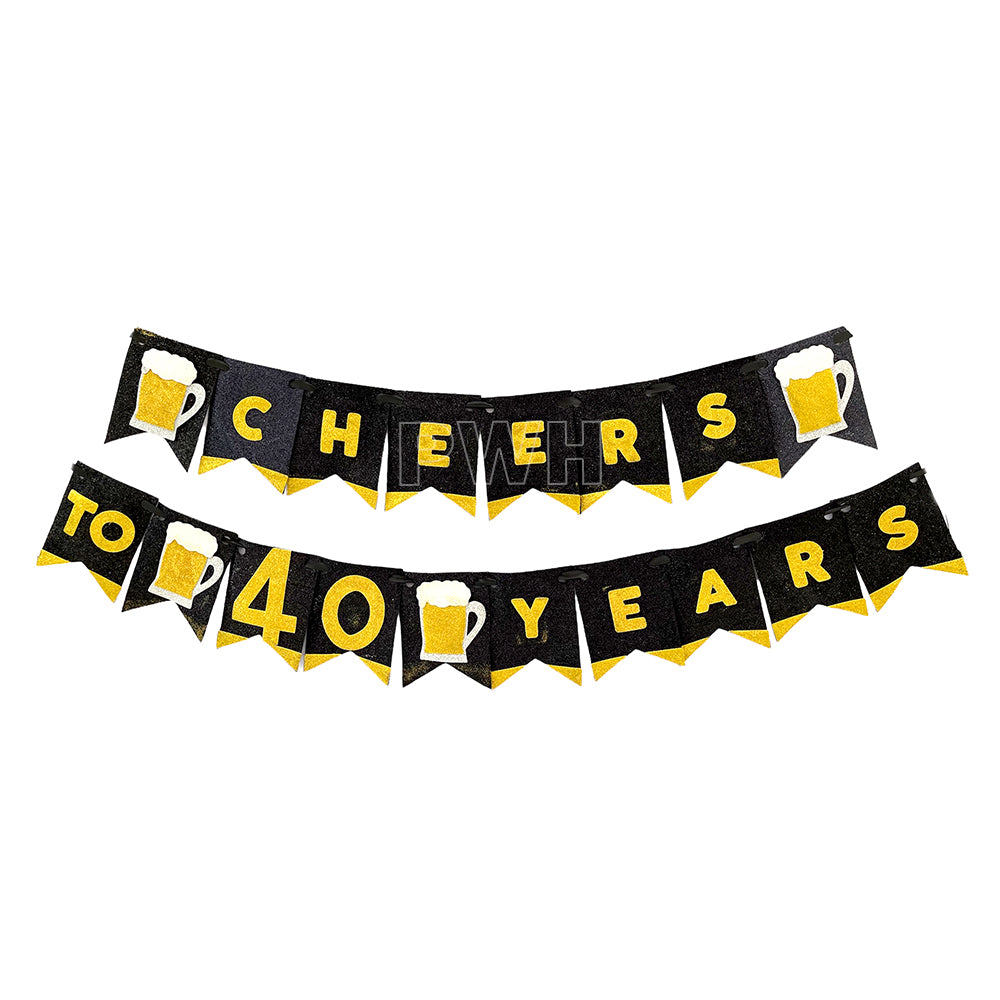 Cheers to 30 40 50 60 Years EVA Foam Wall Banner for milestone birthday party decoration available at wholesale from Party Wholesale Hub
