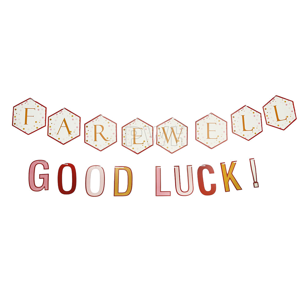 Farewell Good Luck decorative paper wall banner for office farewell, school farewell, college farewell, stage backdrop, and photo booth decoration available in bulk from Party Wholesale Hub.