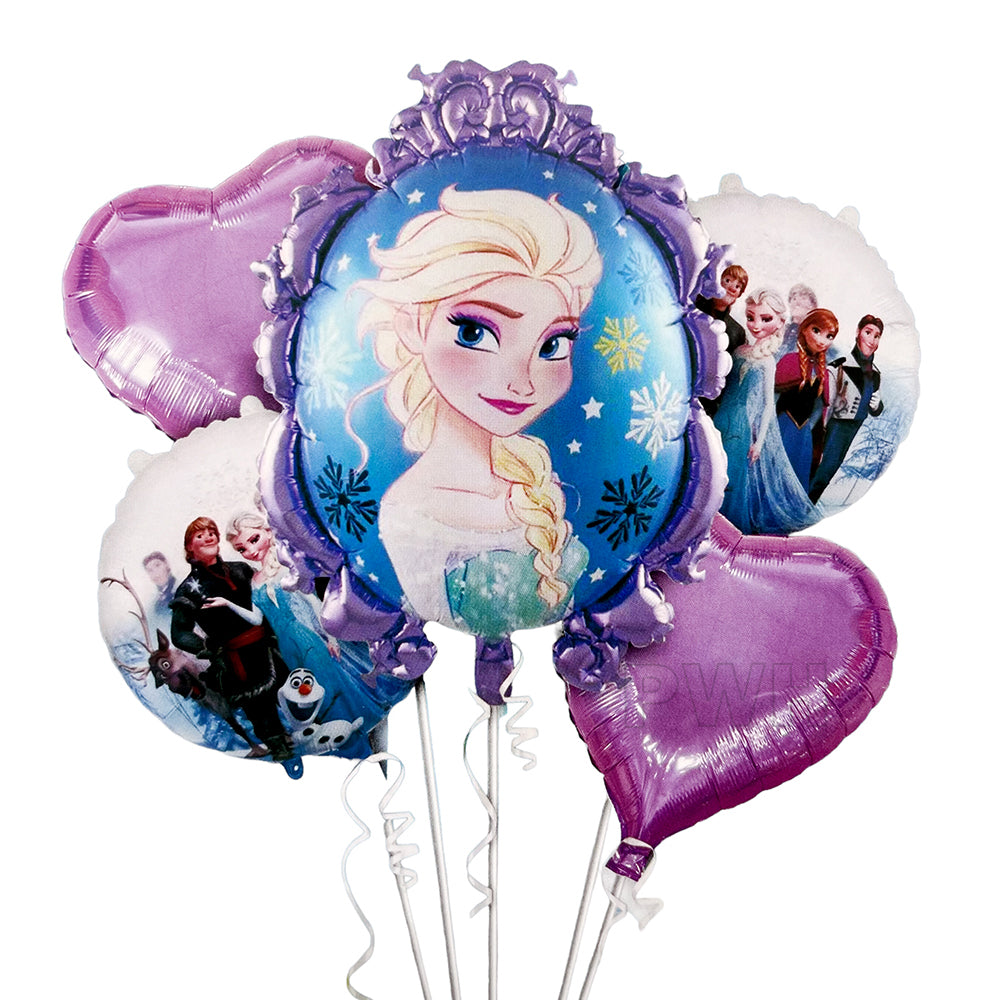 Frozen theme 5-in-1 Mylar foil balloon set for princess birthday party decoration wholesale supplier in India