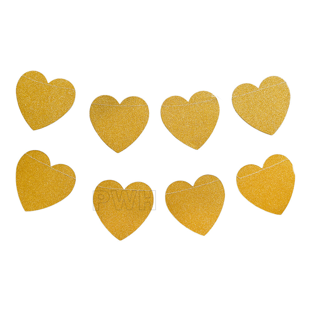 Glitter Coated Heart Garland 5M in assorted colors for Valentine's Day, wedding, anniversary, engagement, and romantic party decoration from Party Wholesale Hub.