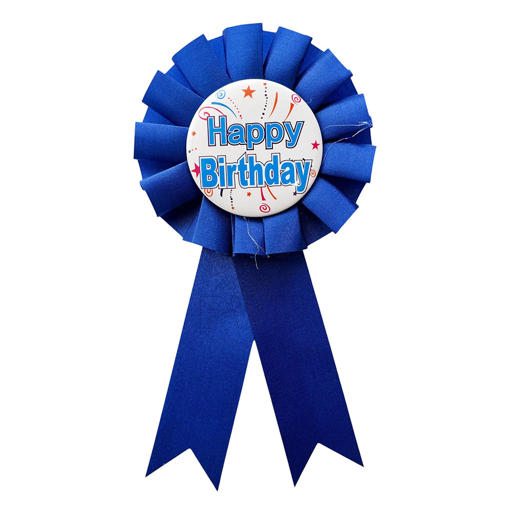 Premium Happy Birthday badge in assorted colors for birthday celebrations, party decorations, school events, and special occasions from Party Wholesale Hub India.
