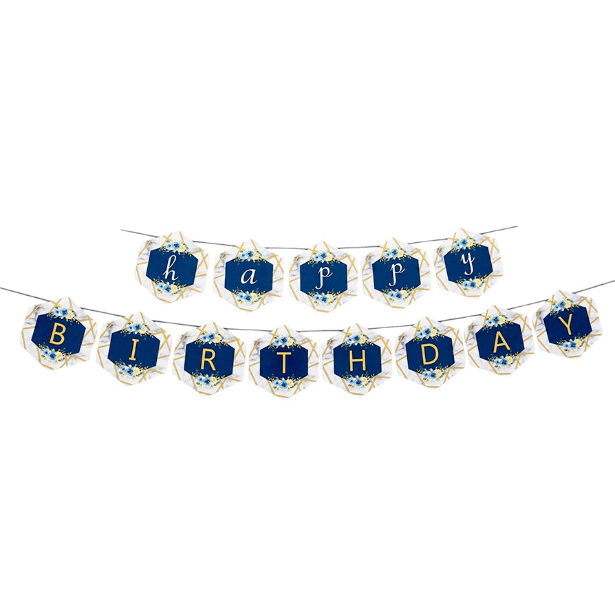 Premium Happy Birthday Floral Paper Banner in assorted colors for kids' birthdays, floral theme parties, birthday backdrops, cake tables, and celebration events from Party Wholesale Hub India.