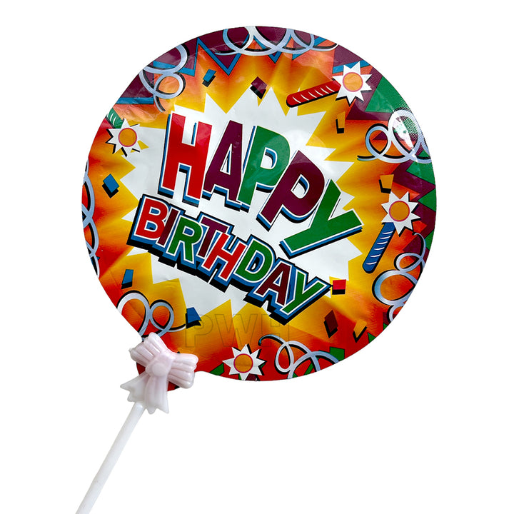 Happy Birthday foil balloon cake topper in assorted colors for premium birthday cake decoration available wholesale from Party Wholesale Hub
