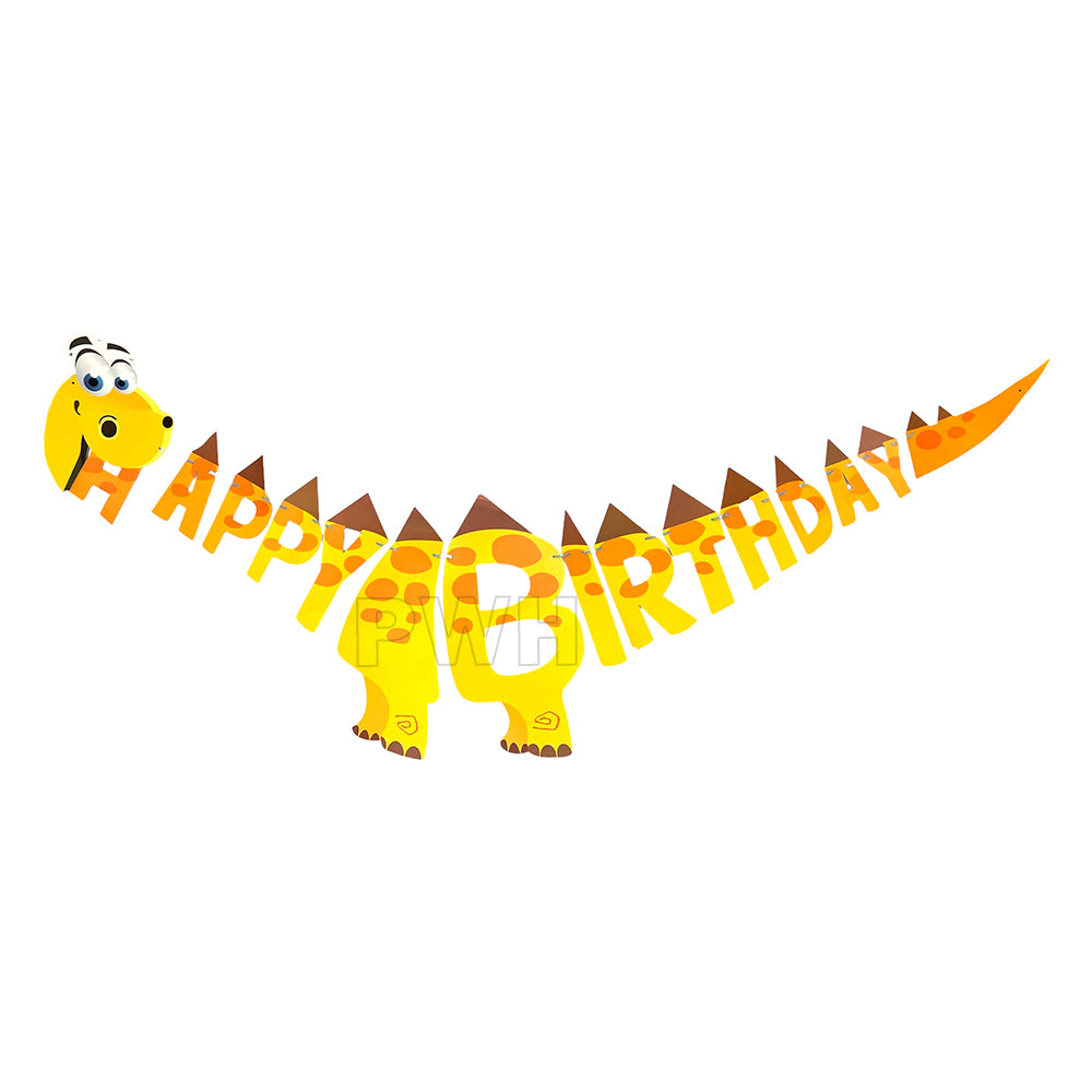 Happy Birthday large giraffe jungle safari paper wall banner for kids' birthday party backdrop, cake table decoration, and photo booth wall decoration available in bulk from Party Wholesale Hub.