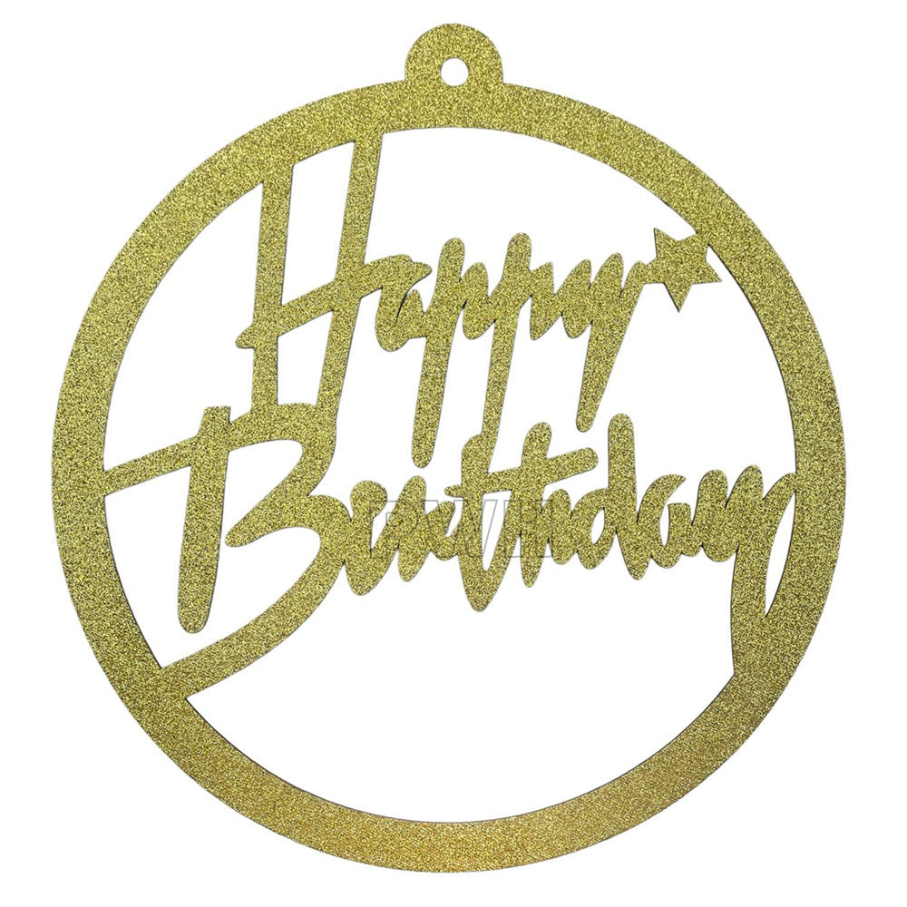 Happy Birthday Wooden Glitter Backdrop Centerpiece with premium glitter finish for birthday backdrop, cake table, and party decoration from Party Wholesale Hub.