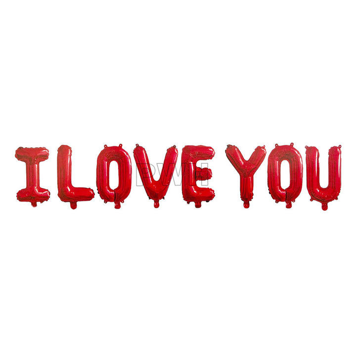 Golden I Love You alphabet letters Mylar foil balloon banner for proposal, anniversary, wedding, and Valentine's Day decoration available in bulk from Party Wholesale Hub.