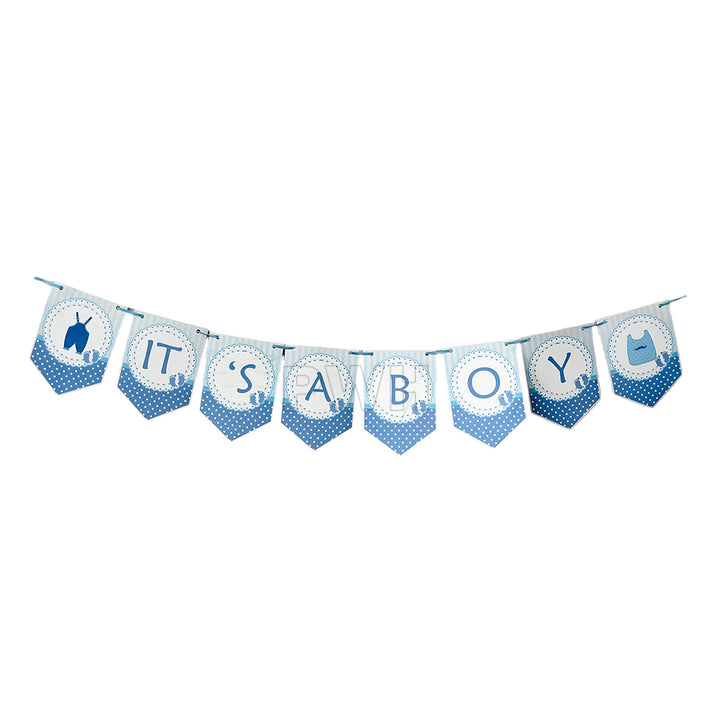 It's A Boy Girl decorative paper wall banner for baby arrival, baby shower, newborn welcome celebration, photo booth backdrop, and dessert table decoration available in bulk from Party Wholesale Hub.
