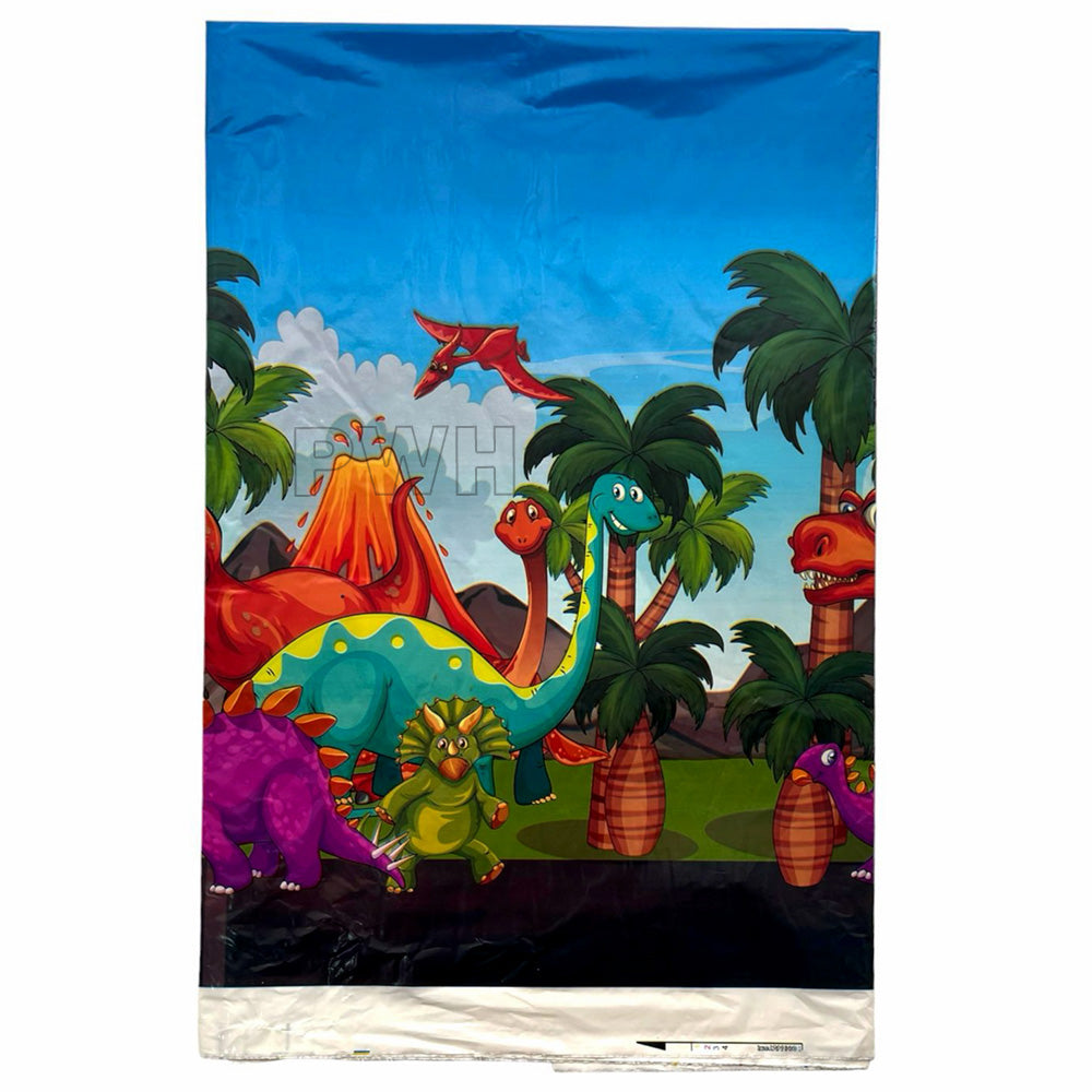 Jungle animal theme plastic table cover with colorful safari wildlife design for kids birthday parties and themed event table decoration from Party Wholesale Hub India.