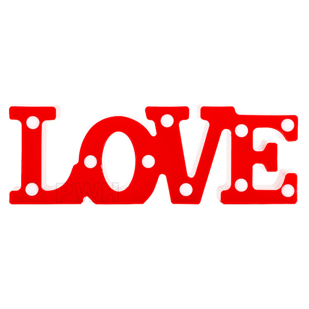 LOVE Decor LED Sign with warm LED illumination for wedding, anniversary, Valentine's Day, home décor, and romantic party decoration from Party Wholesale Hub.