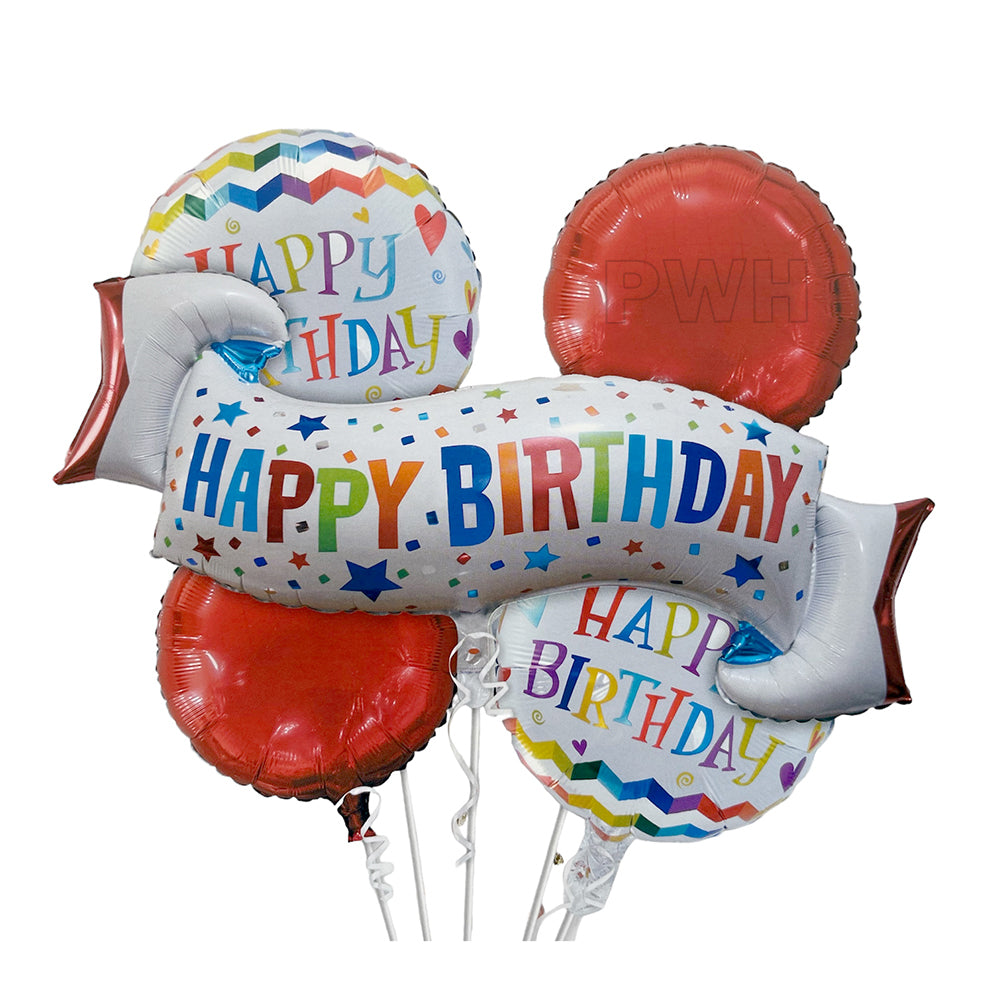 Mcolor Happy Birthday 5-in-1 banner foil balloons set for birthday party decoration wholesale supplier in India