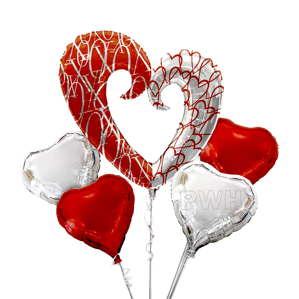 Mcolour 5-in-1 Open Heart Mylar foil balloons bouquet set for anniversary party decoration wholesale supplier in India