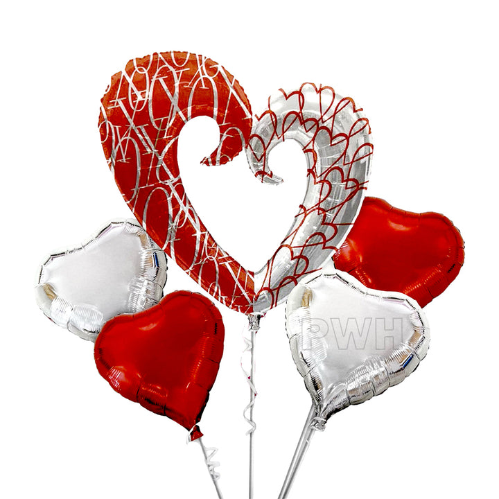 Mcolour 5-in-1 Open Heart Mylar foil balloons bouquet set for anniversary party decoration wholesale supplier in India