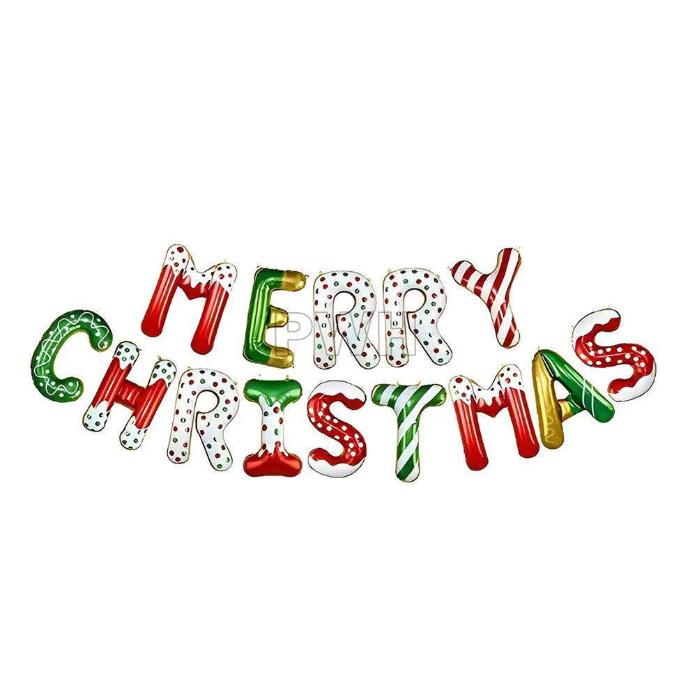 Merry Christmas candy theme aluminium foil banner for Christmas party, holiday celebration, and festive decoration available wholesale from Party Wholesale Hub